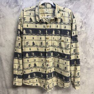 True Grit Button Up Shirt Men's Medium Nature Cycling Long Sleeve Made in USA